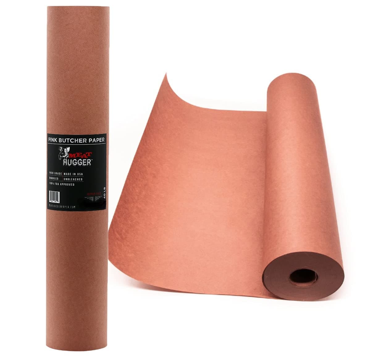 Meat HuggerPink Butcher BBQ Paper Roll (17 Inch x 225 Feet) - Food Grade Peach Wrapping Paper for Smoking Beef Brisket Texas Style, All Natural and Unbleached