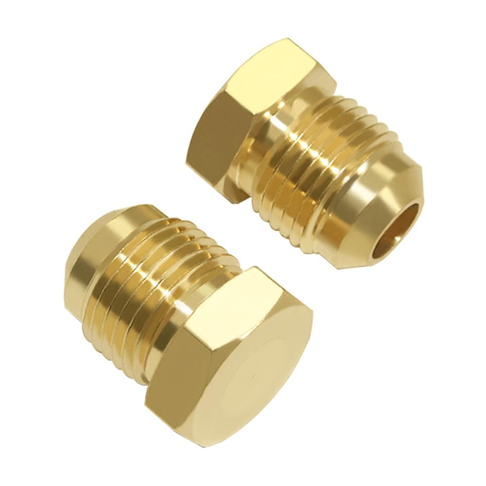 3/8" Tube OD Brass Flare Plug, SAE 45 Degree Flare Tube Fitting Seal Plugs, 2 Pack