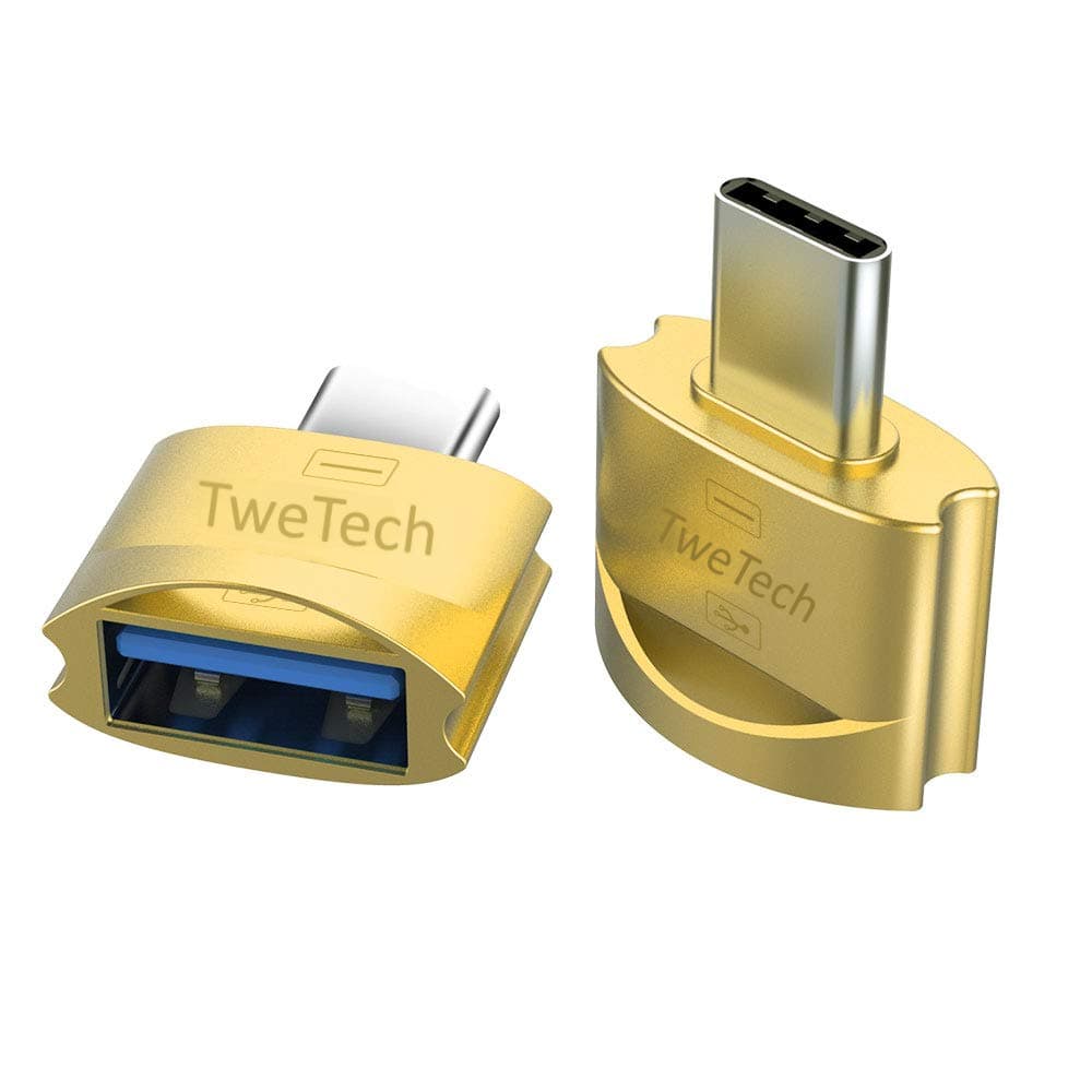 TweTech USB A (Female) to USB Type-C (Male) Adapter, OTG, USB C Converter, Compatible with Smartphone, Tablet, Laptop, iMac MacBook Mac iPhone iPad iPod and Other USB Type-C Devices (Gold)