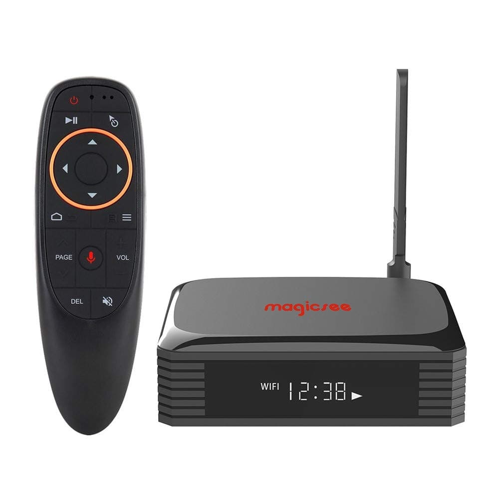 8K Ultra HD Smart Media Player with Voice Remoet Control,Magicsee N5 Plus Android TV Box Amlogic S905X3 4GB Ram 64GB ROM Quad Core 2.4Ghz 5G Dual WiFi Ethernet USB HDMI Support SSD Hard Drive