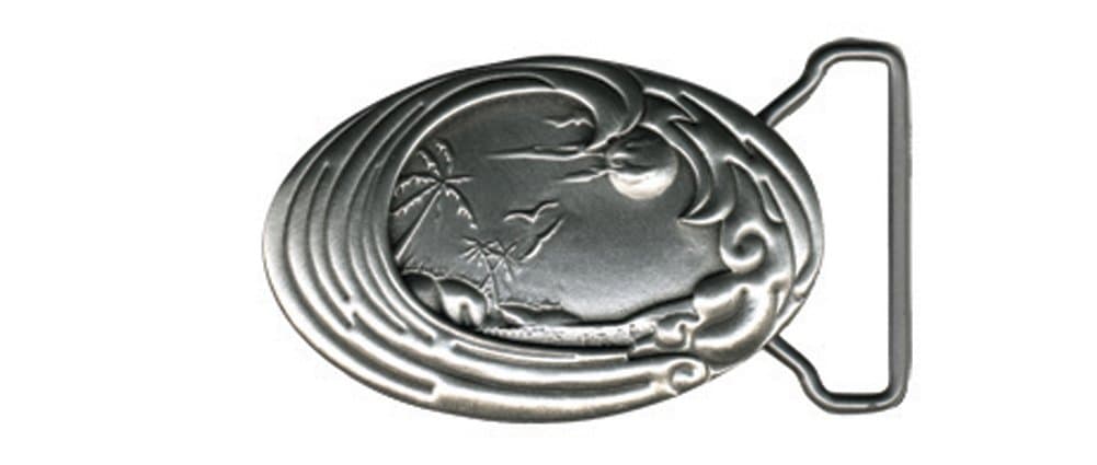 Strickly Boarding Company Beautiful Ocean Wave Scene Lead-Free Pewter Perfection Belt Buckle