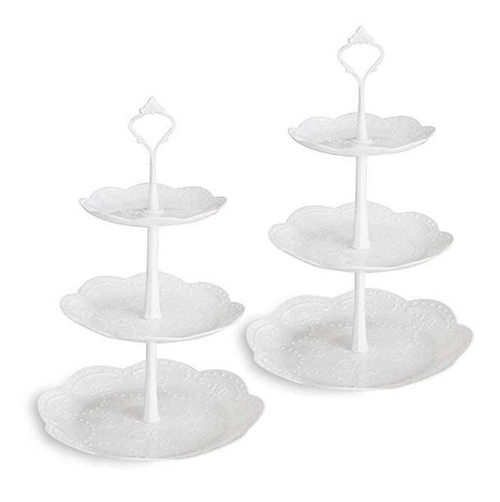 Seatour Three Layers Fruit Bowl Multifunctional Tier Storage Holder Afternoon Tea Dessert Tray Cake Stand（2Pcs）