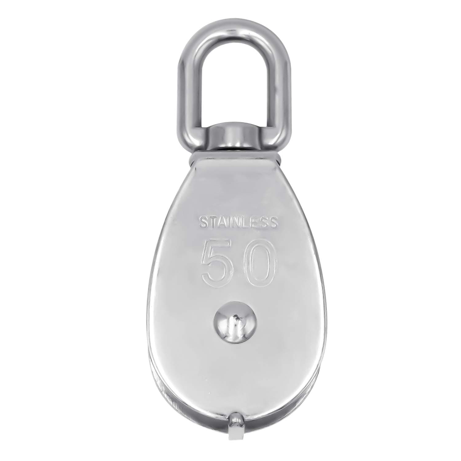 50 MM Silver Single Pulley Block 304 Stainless Steel M50 Wire Rope Single Sheave Pulley Roller Swivel Rigging Lifting Wheel Loading 400kg