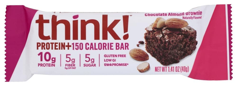 Think Thin Lean Protein & Fiber Bars, Chocolate Almond Brownie, 1 Box with 5 Bars