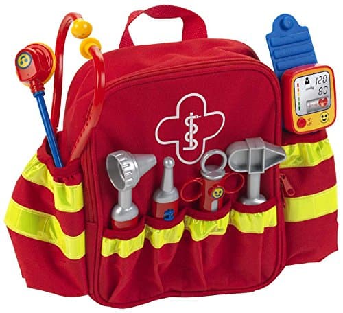 Theo Klein 4314 Emergency Rescue Backpack I with Stethoscope, Syringe and Much More I Electronic Blood Pressure Monitor with Sound I Toy for Children Aged 3 Years and Up