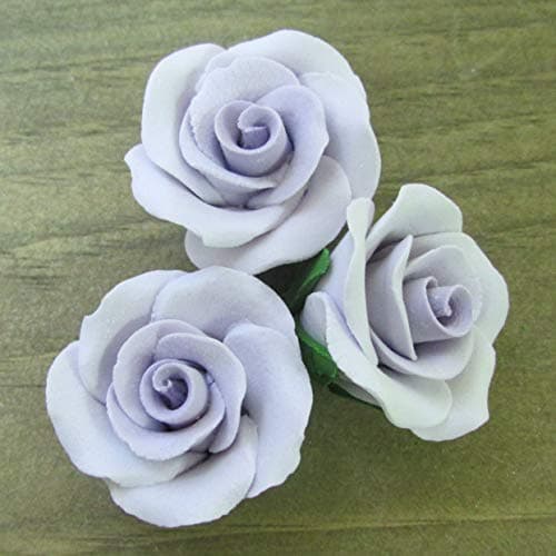 Set of 12 Gumpaste Sugar Flower Roses - Cake or Cupcake toppers (Lavender)