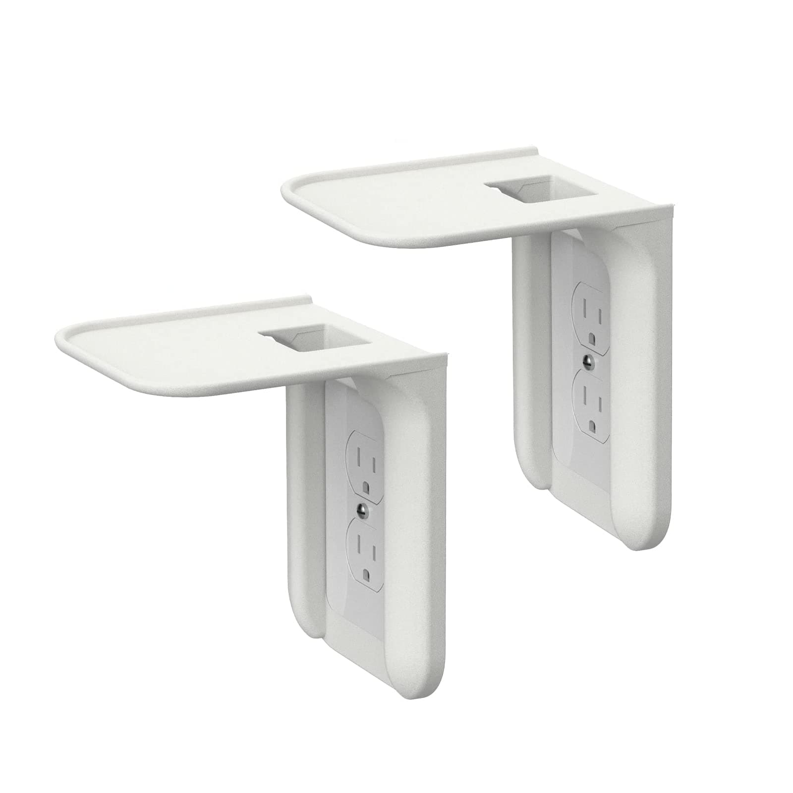 Outlet Shelf Wall Holder, Standard Vertical Duplex Decorative Outlet Space Saving for Smart Home Speakers Anything up to 7 lbs , Space Saving Design, Storage Management Solution, , 2 Pack, White
