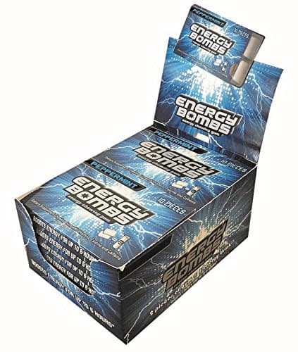 Premium Energy Gum. Energy Bombs Energy & Vitamins Chewing Gum 12 Packs of 10 Pieces ,Peppermint Flavor