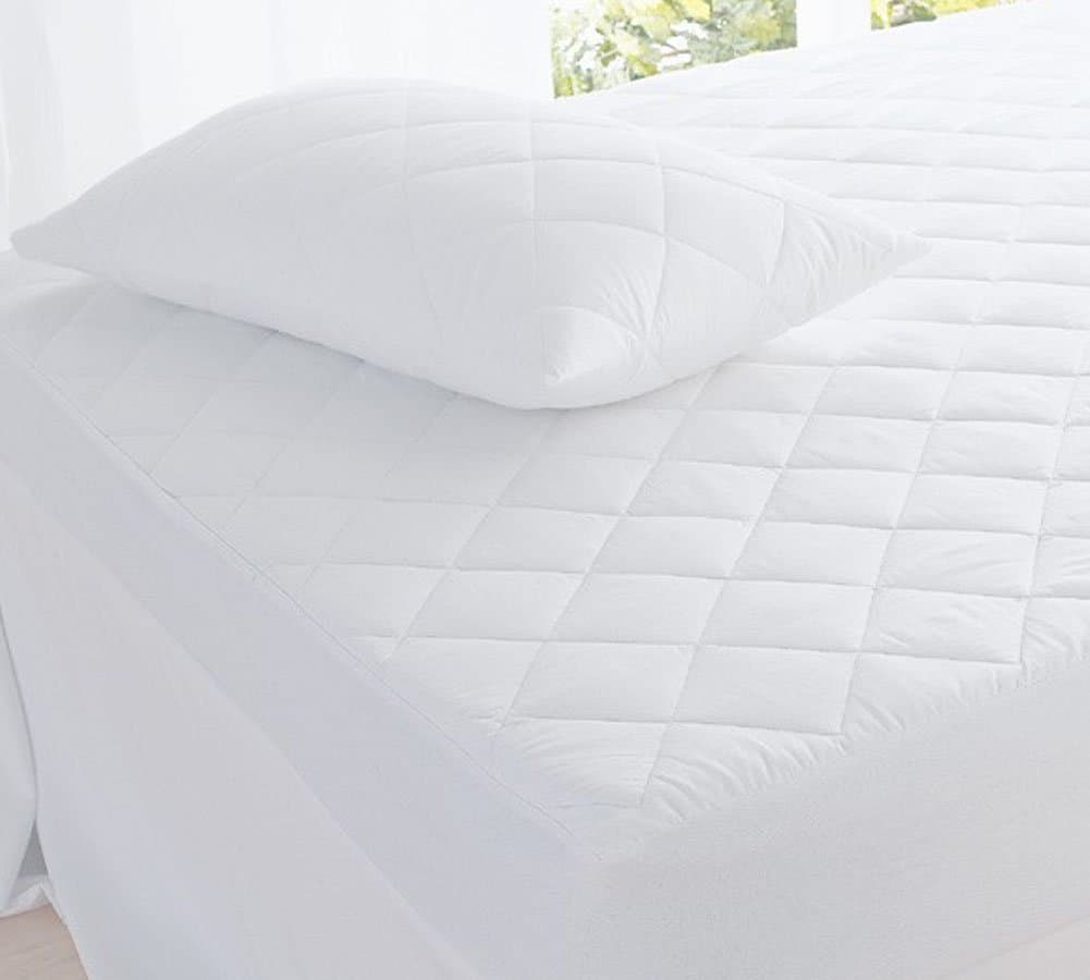 Luxury Quilted Mattress Protector All UK Sizes Single,Double,King,SuperKing, 4Ft, Bunk Bed, Cot Bed, (White, Single)