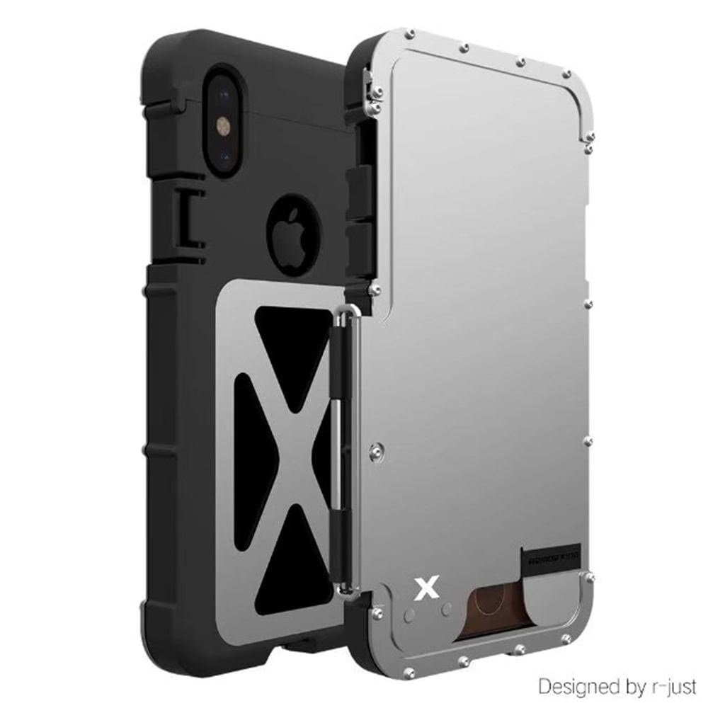 iPhone X Case,ARMOR KING Stainless Steel Heavy Duty Clamshell Flip Cases for Apple iPhone X Outdoor Dropproof Shockproof Cover (Silver)