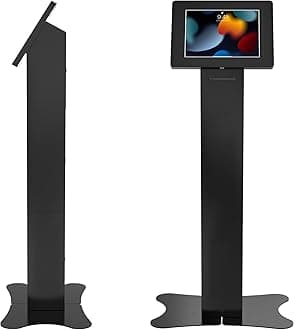 Locking Kiosk & Enclosure – Premium Locking Floor Stand Kiosk with Universal Security Enclosure - Storage and Cable Management for Retail POS - Ordering Screens & More Black (PAD-PARAFPE)
