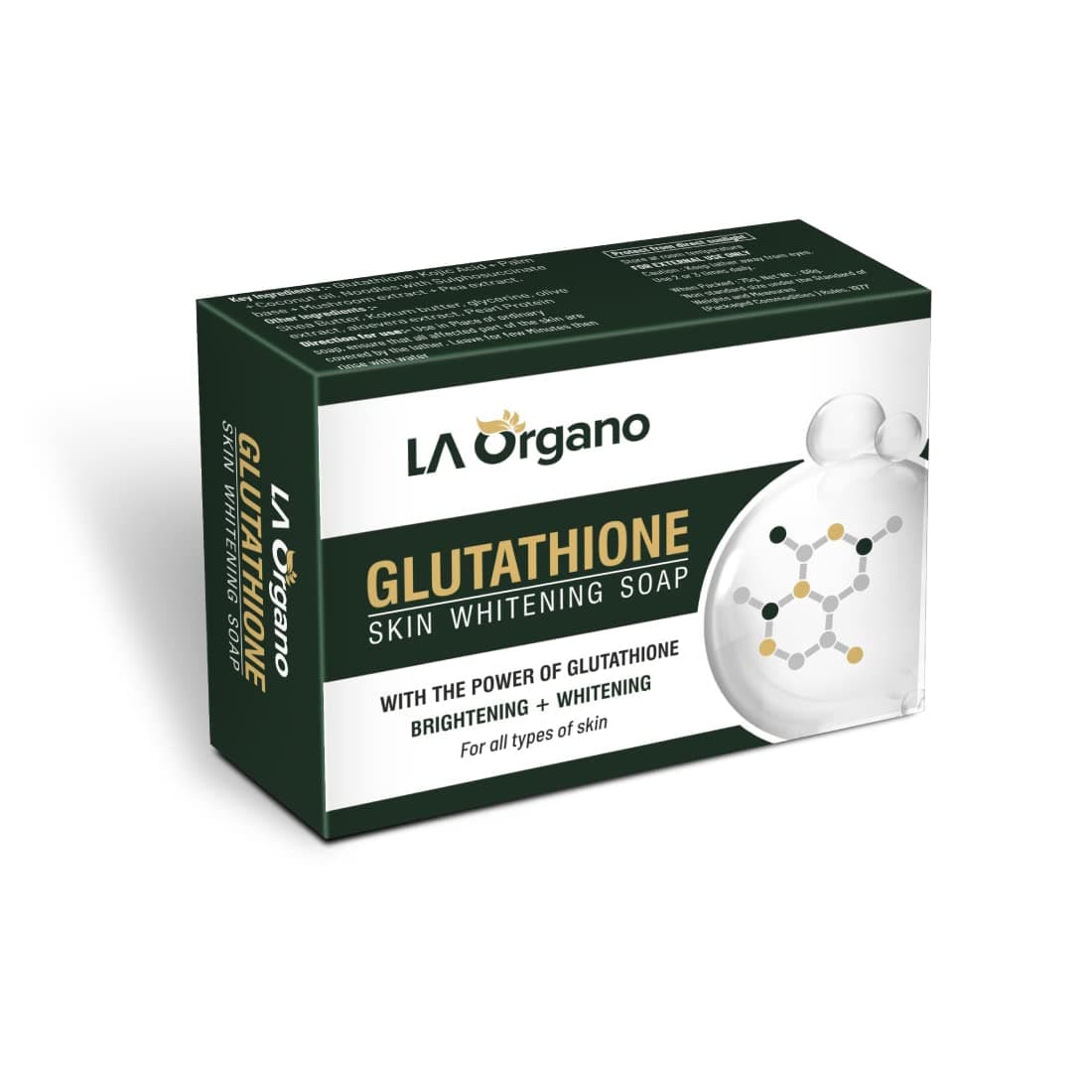 La Organo Glutathione Skin Whitening Soap For Brightening & Whitening For All Skin Types, 100 G