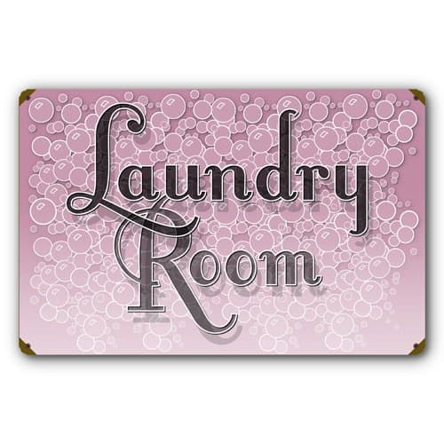 American Yesteryear Mauve Laundry Room Soap Bubbles Household Wash Day Suds Tin Metal Steel Sign :: 17.5 x 11.5 inches [AYY043]