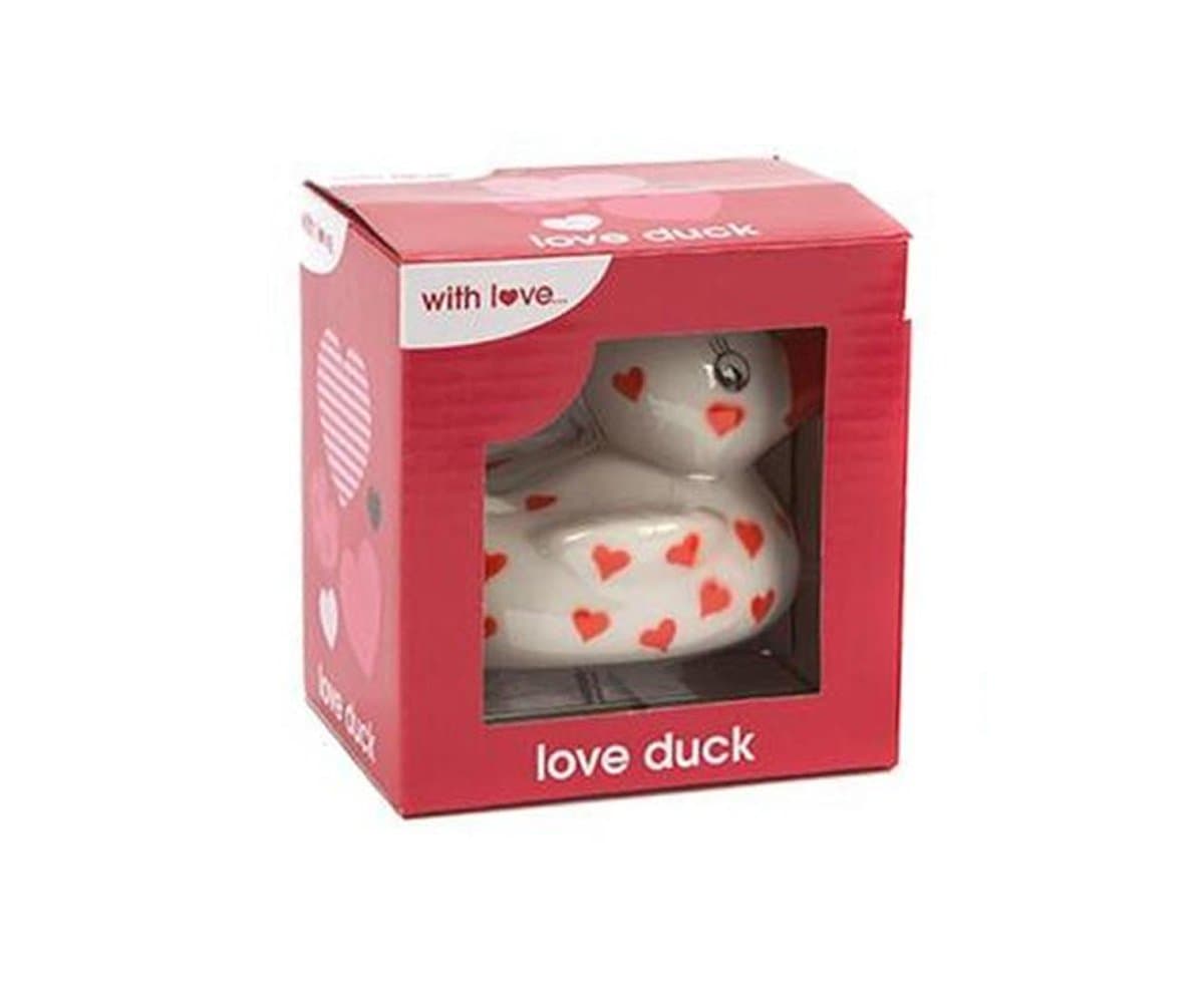 PMS 2ASSTD COLOUR HEART PRINT PVC DUCK IN COLOUR WINDOW BOX