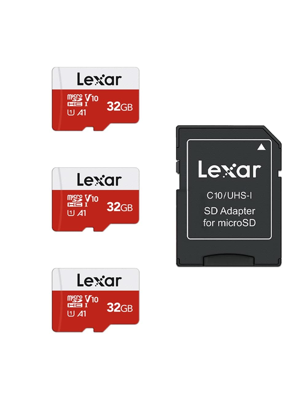 32GB Micro SD Card 3 Pack, microSDHC UHS-I Flash Memory Card with Adapter - Up to 100MB/s, U1, Class10, V10, A1, High Speed TF Card (3 microSD Cards + 1 Adapter)