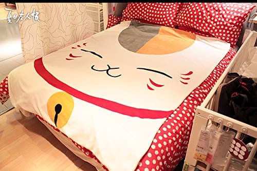 Natsume Yuujinchou Cat Teacher 2 in 1 Velvet Bed Sheet Air Conditioner Blanket 2M1M
