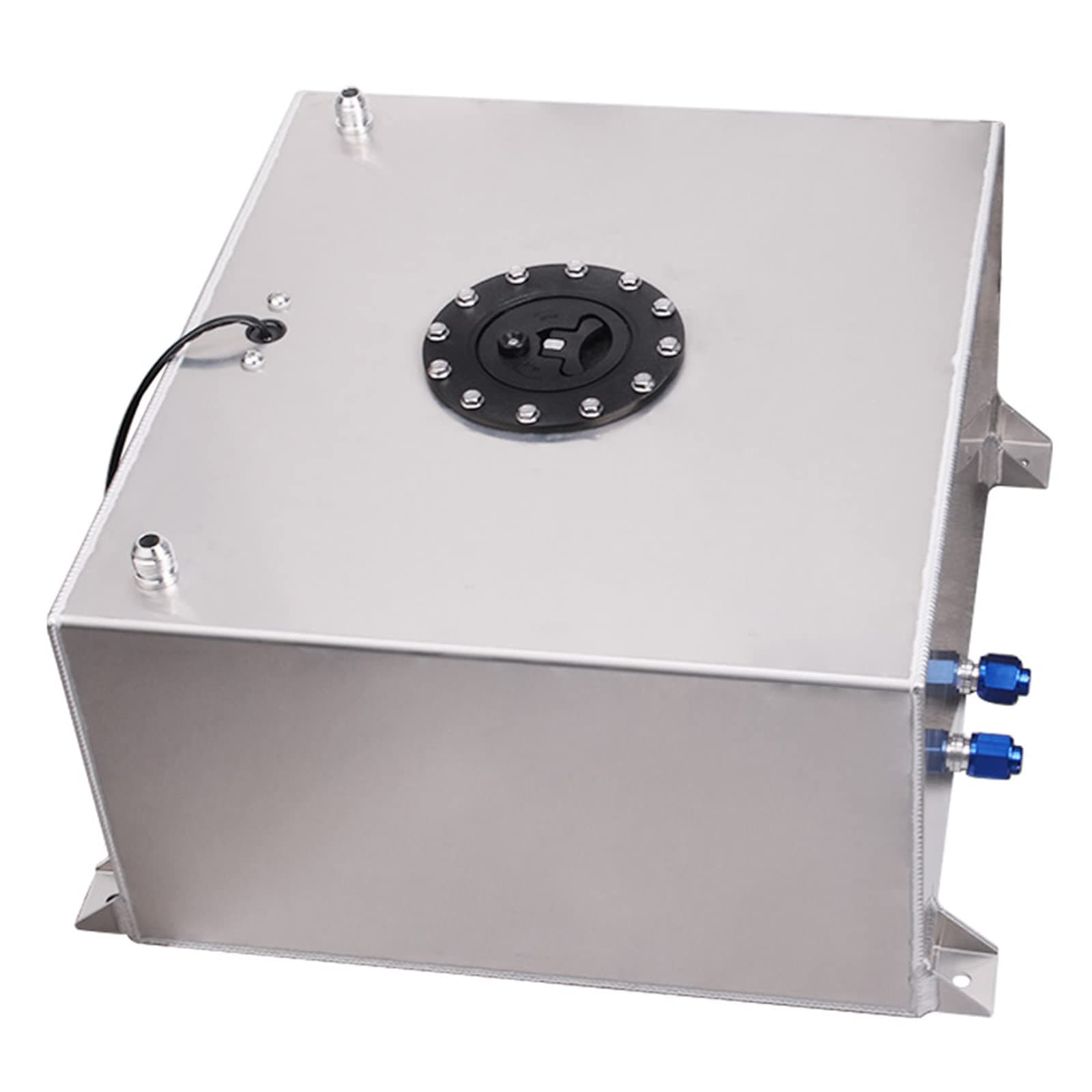 GSTP Universal 15 Gallon 60L Fuel Cell Tank with Cap and Level Sender Polished Aluminum Silver