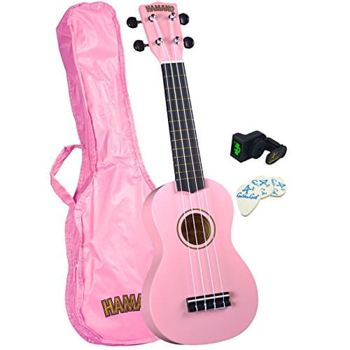 Hamano U-30PK Colorful Soprano Ukulele Beach Bundle - Pink