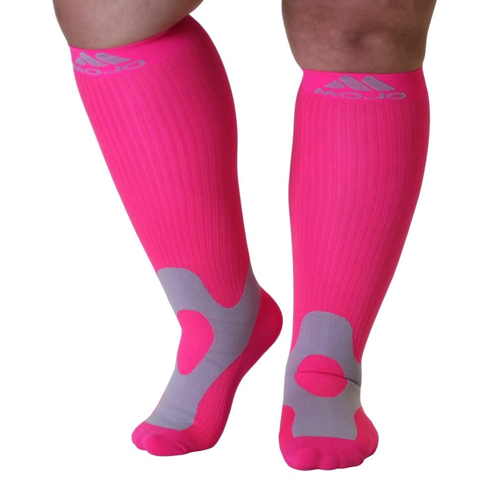 Mojo Unisex Compression Socks 20-30mmHg – Knee High Medical Support for Athletes, Nurses, Travelers, Post-Surgery & Lymphedema - Wide Calf & Plus Size Options for Pain & Swelling - 7 Colors, 10 Sizes