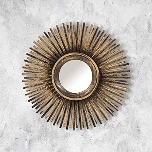 Marco Paul Set of 3 Sunburst Round Wall Mirror Set Gold Decorative Hanging Mirrors for Walls Vintage Wall Mounted Mirrors Wall Decor Hallways Stairs Living Rooms Home Decoration Bedroom Decor
