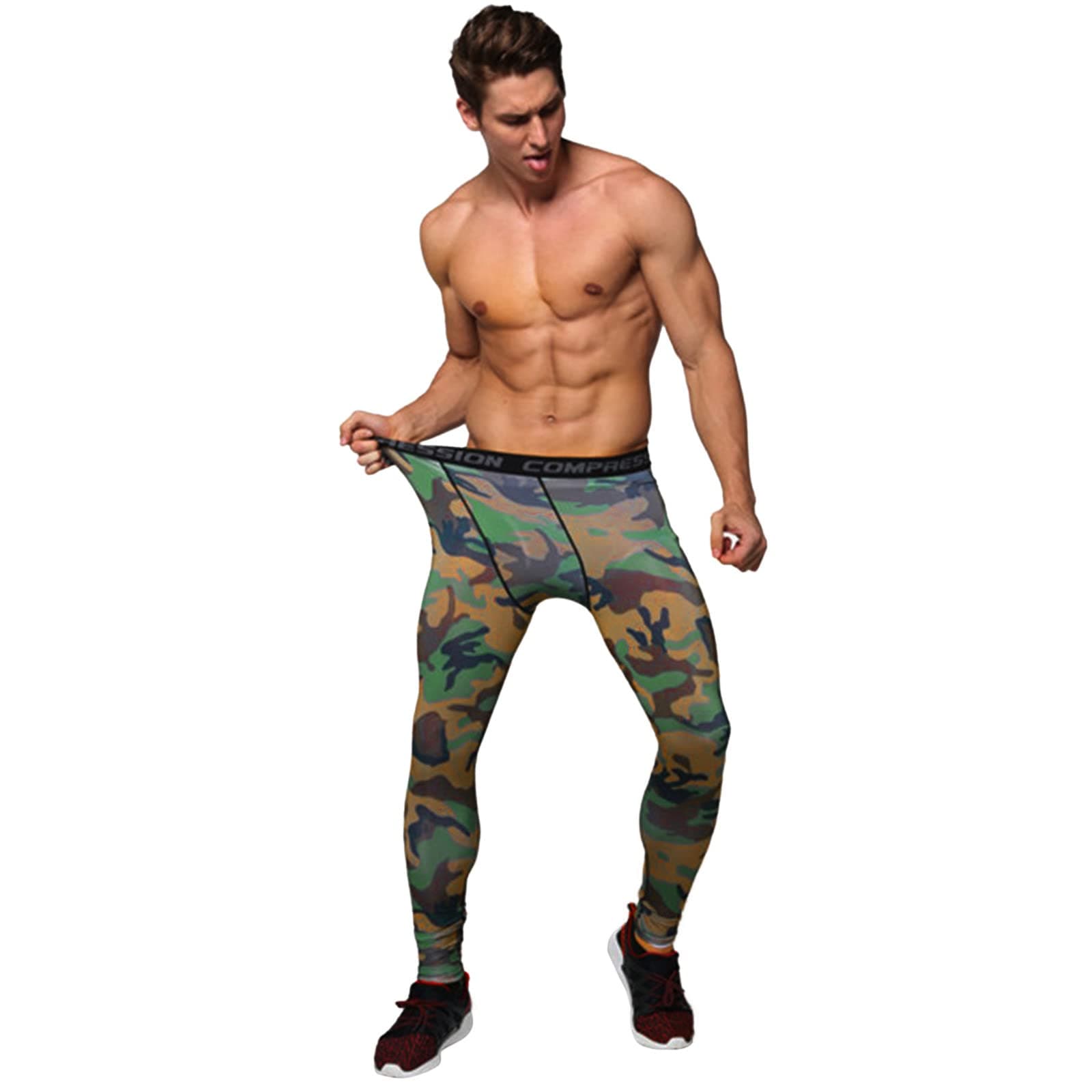UBST Compression Pants for Mens, Camo Workout Sports Athletic Tights Gym Track Fitness Leggings Base Layer Bottoms