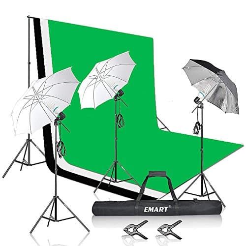 Emart Photo Studio Photography 1500W 5500K Umbrella Lighting Kit 7x10ft Background Support System with Muslin Backdrop Screen for Portrait and Video Shooting with Portable Carry Bag