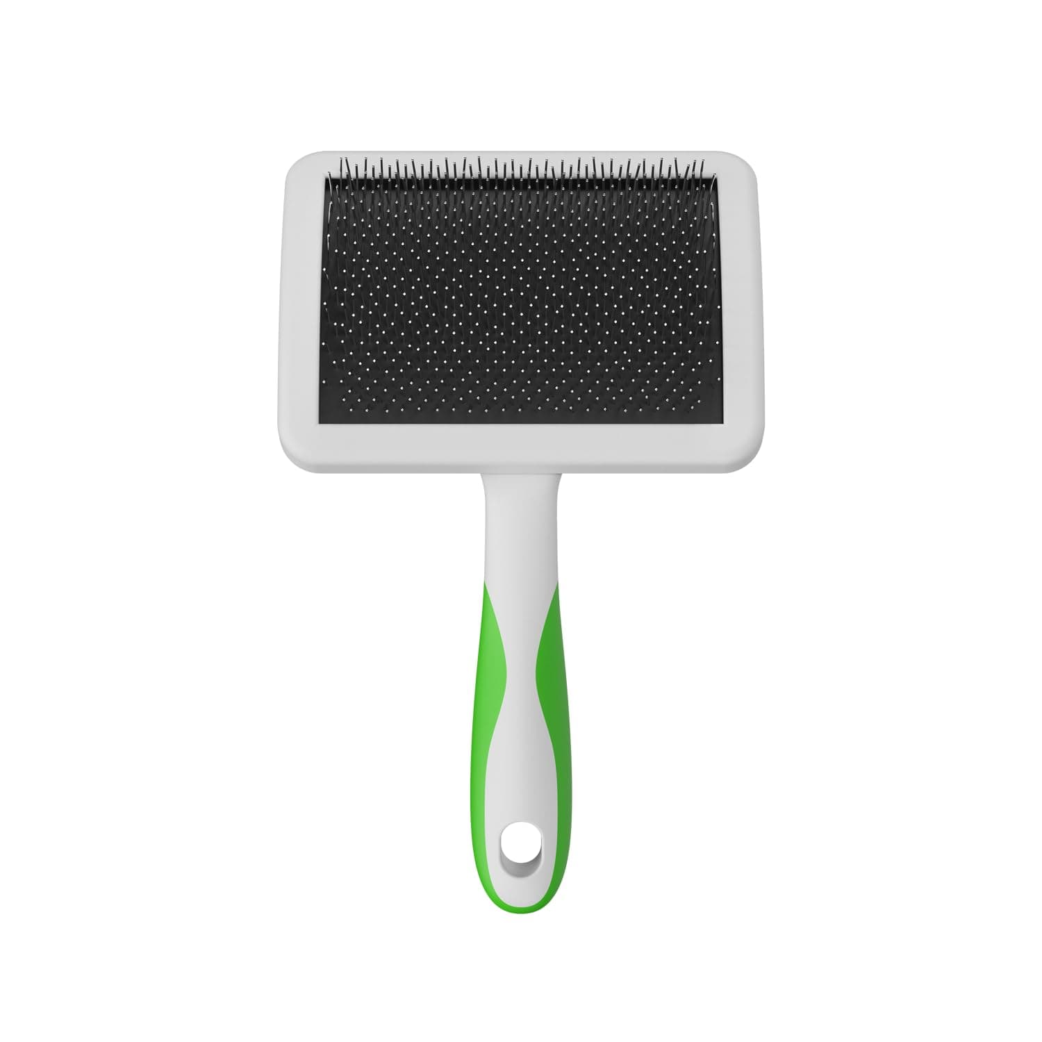 Andis 68540 Self-Cleaning Animal Slicker Brushes with Curved Stainless-Steel Bristles for All Breeds - Reduces Shedding by Up to 90%, Removes Tangles, Dirt & Loose Hair ā Large, Green