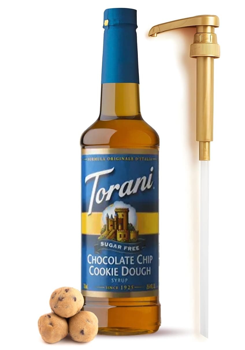 Sugar Free Chocolate Chip Cookie Dough Syrup 25.4 Ounces Variety Coffee Flavoring Syrup with Fresh Finest Coffee Syrup Dispenser