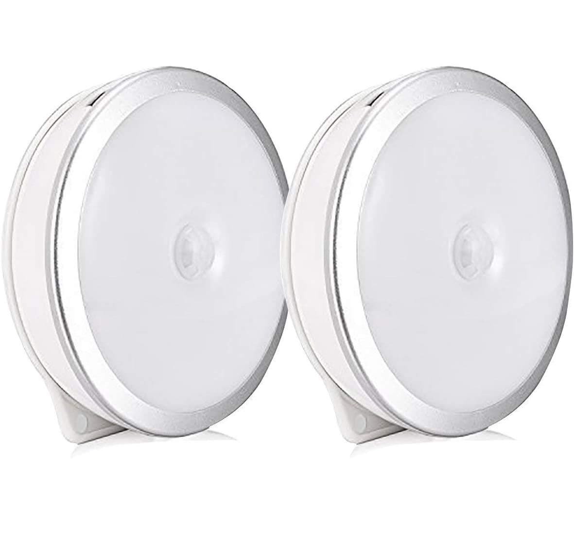 Motion Sensor Lights Indoor, 2 Pack Night Light LED Lamp Portable USB Rechargeable Stick-on Lighting for Bedroom, Stairs, Kitchen, Closet, Bathroom, Corridor Wireless Light (6 LED)