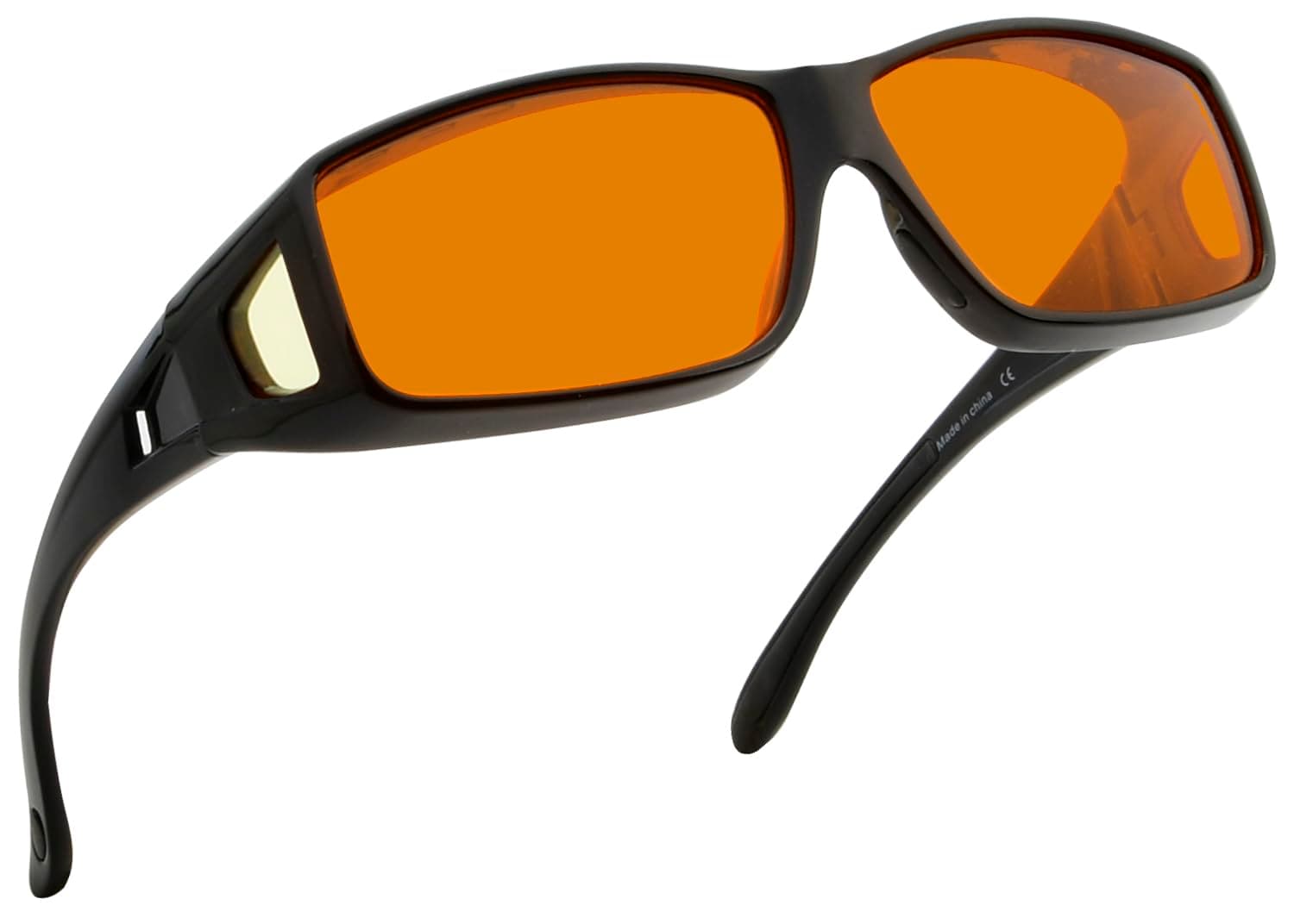 BLUELESS Fitover Glasses for Computer Blue Blocking with Orange Tinted Sleep Glasses, Black