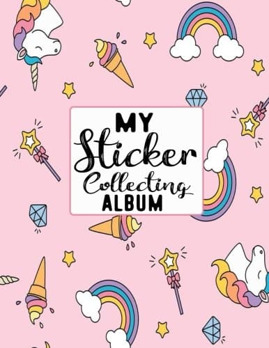 My Sticker Collecting Album: Blank Sticker Book Unicorn Theme Journal 8x10 100 pages
