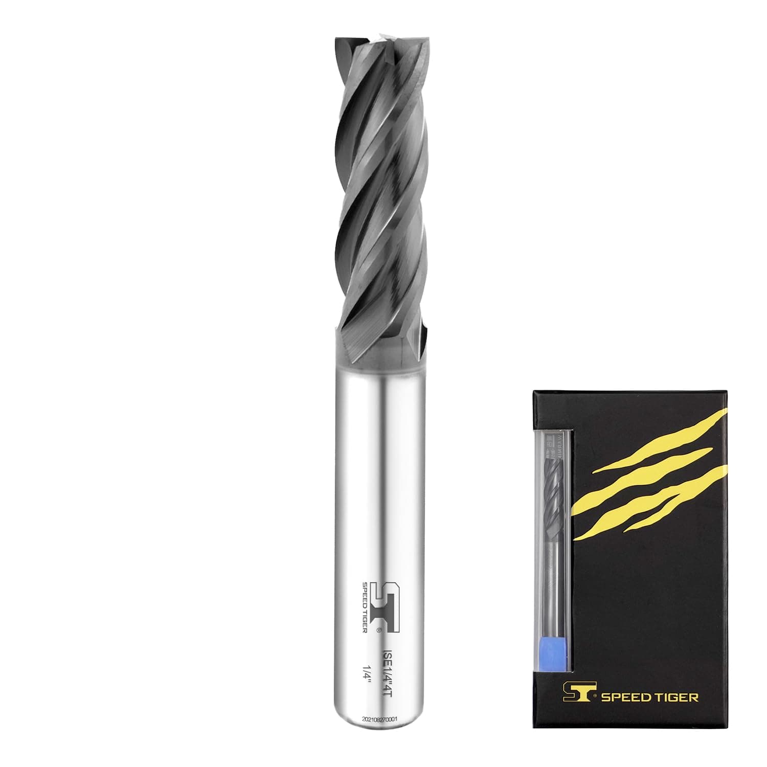 SPEED TIGER Micrograin Carbide Square End Mill - 4 Flute - ISE1/2 4T (5 Pieces, 1/2") - for Milling Alloy Steels, Hardened Steel, Metal & More – Mill Bits Sets for DIYers & Professionals