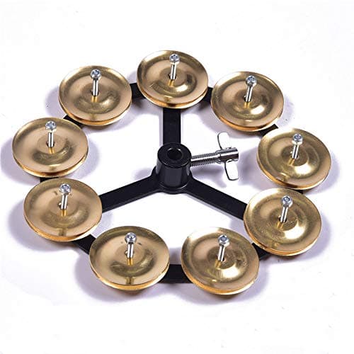 Hi-Hat Tambourine With Brass Jingles Drum Set Tambourine (Golden)