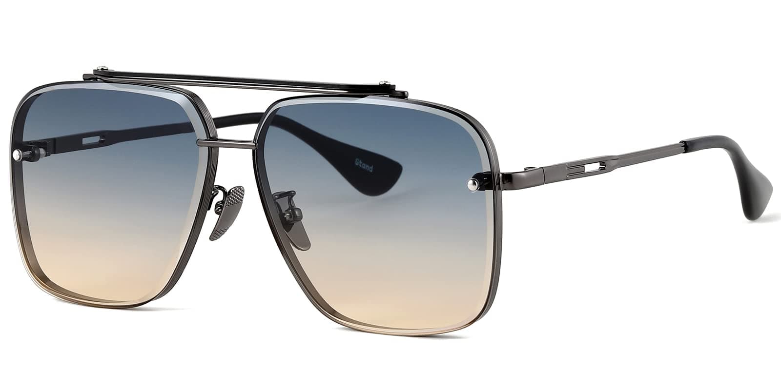 Fashion Oversized Square Aviator Gradient Sunglasses For Men Women Vintage Metal Sun Glasses 63mm