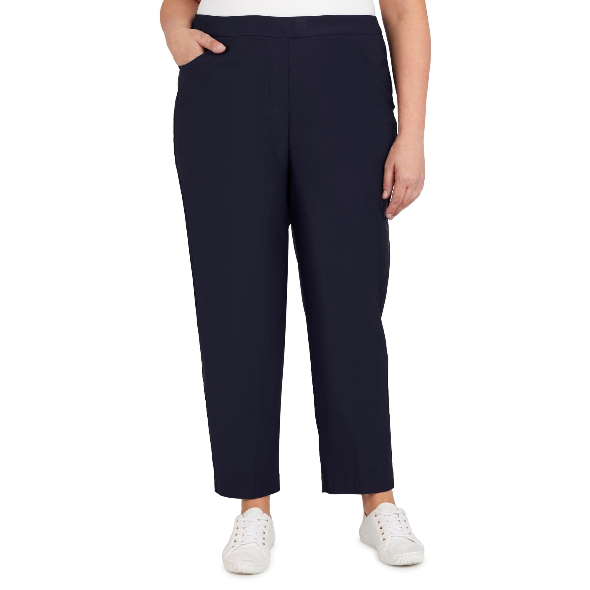Alfred Dunner womens Allure Slimming Plus Size Short Stretch - Modern Fit Pants, Navy, 16 US
