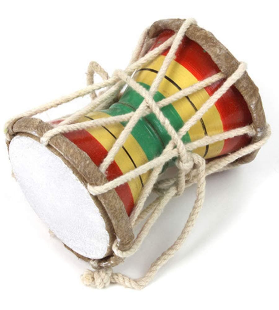 1 x DAMARU TWIST SHIVA MONKEY DRUM 10cms HEIGHT, INDIAN DAMRU