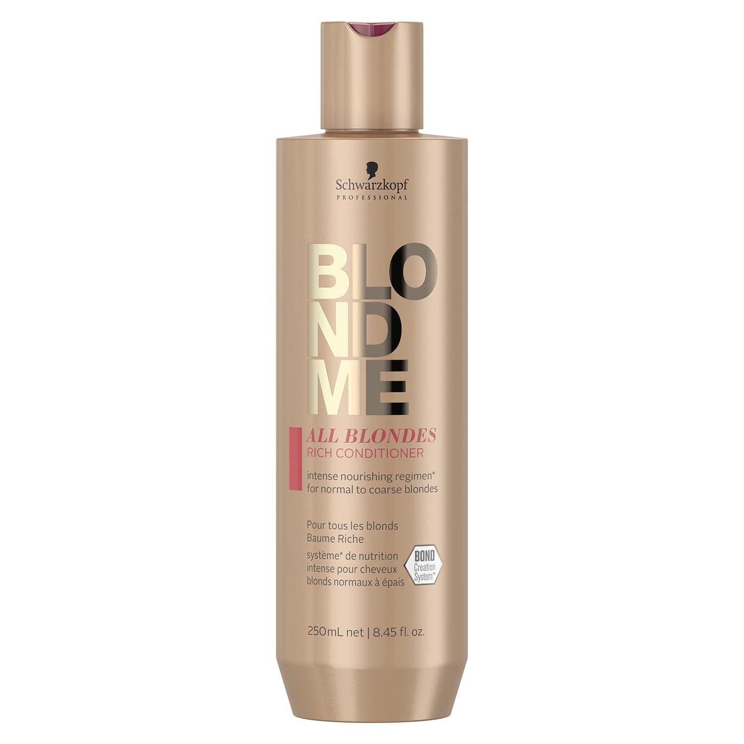 Schwarzkopf Professional BLONDME All Blondes Rich Conditioner For Colored Lighthened Bleached Hair 3D Bond Creation Technology Cashmere Protein Complex Detangling Smoothing Softening 250 ml