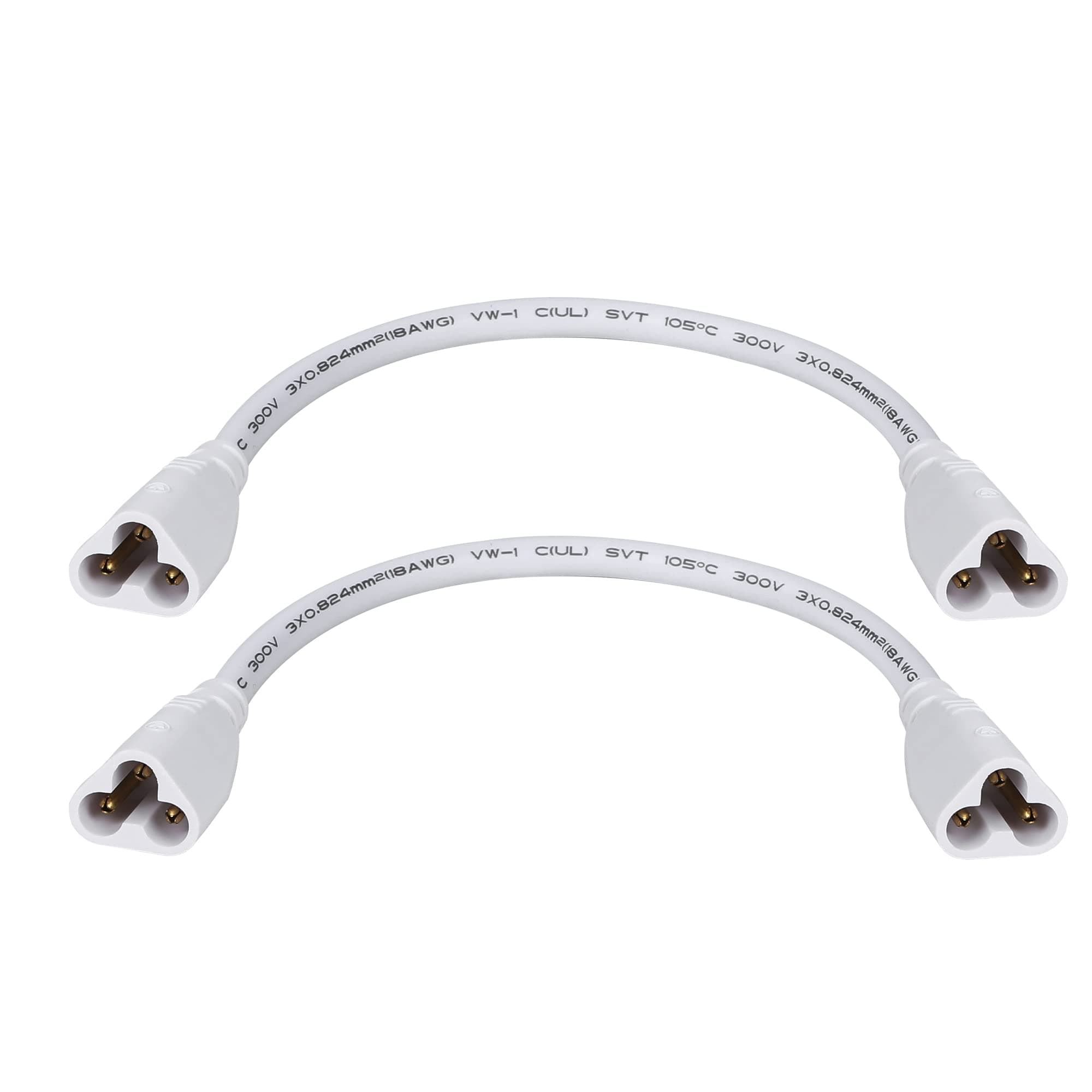 SinLoon T5 T8 LED Tube Connector Cable Wire 8.5inch Double Male to Male End Extension Cord for Integrated LED Fluorescent Tube Light Bulb Lamp Holder Socket(2-Pack 3Pin Male)