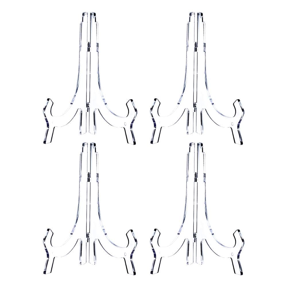 Artliving Clear 4 Pack 10inch Acrylic Easels Display Stand Plate Stand Holder for display Pictures Frame ,Photo,Decorative Plates, and Artworks