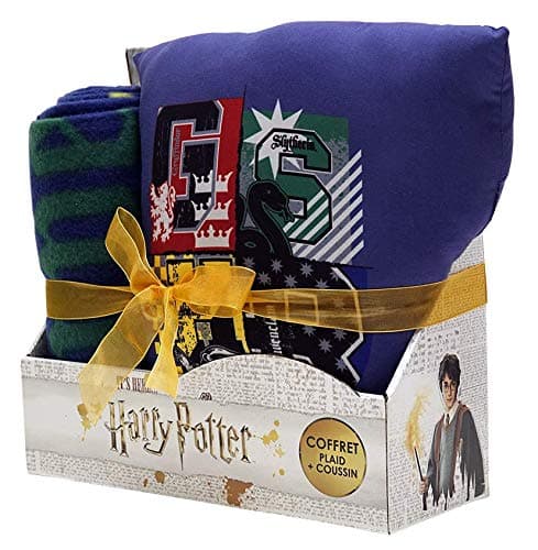 Sahinler Harry Potter Cushion and Throw Set, 100% Polyester, Blue, 100 x 130 cm + 35 x 35 cm