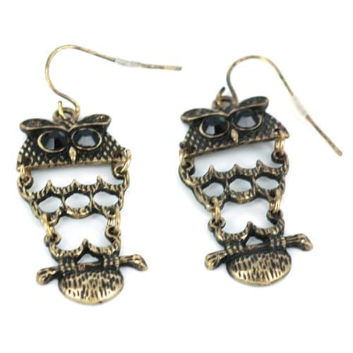 Beautiful Filagree Owl Earrings in Bronze Tone