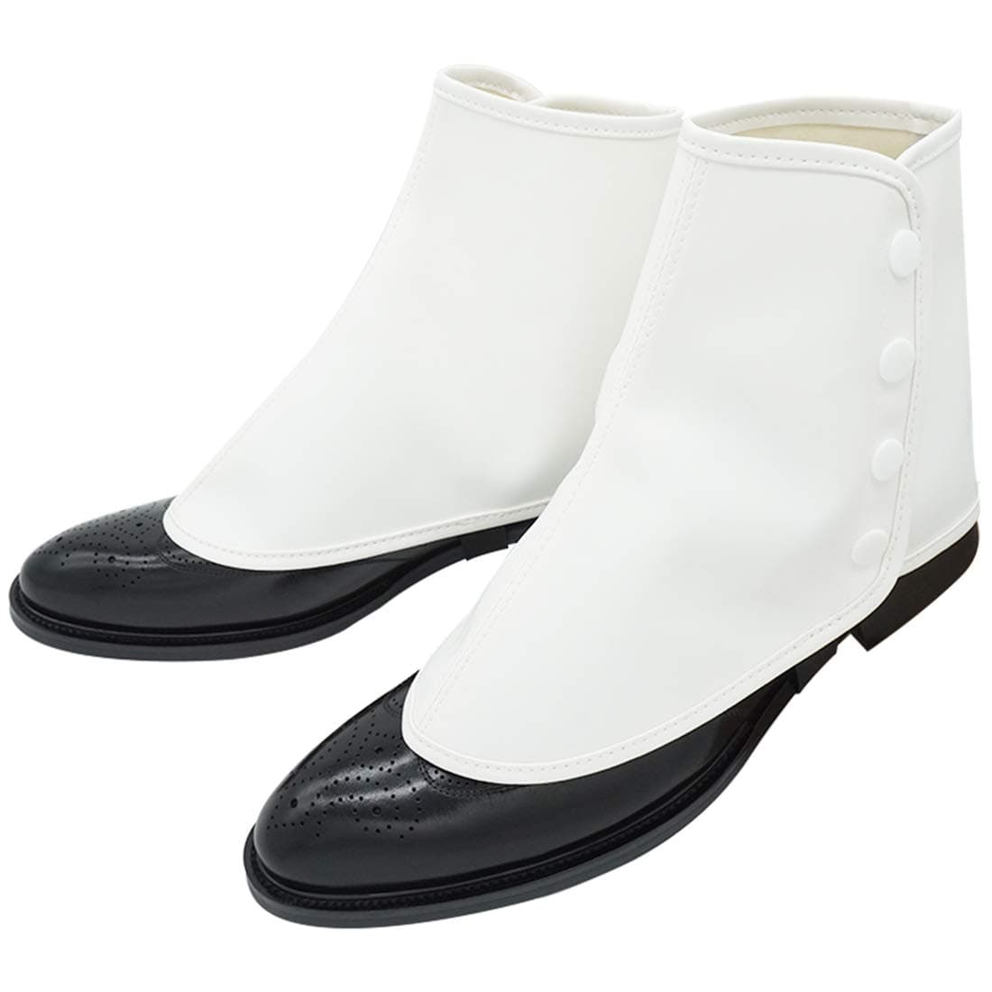 ZAWAGIIK Gangster Spats for Men Roaring 20s White 1920s Accessories Gangster Spats Shoes Covers, White, Adults