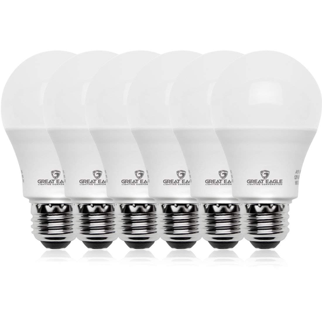Great Eagle Lighting Corporation 100W Equivalent LED A19 Light Bulb Daylight 5000K Dimmable UL Listed (6-Pack)