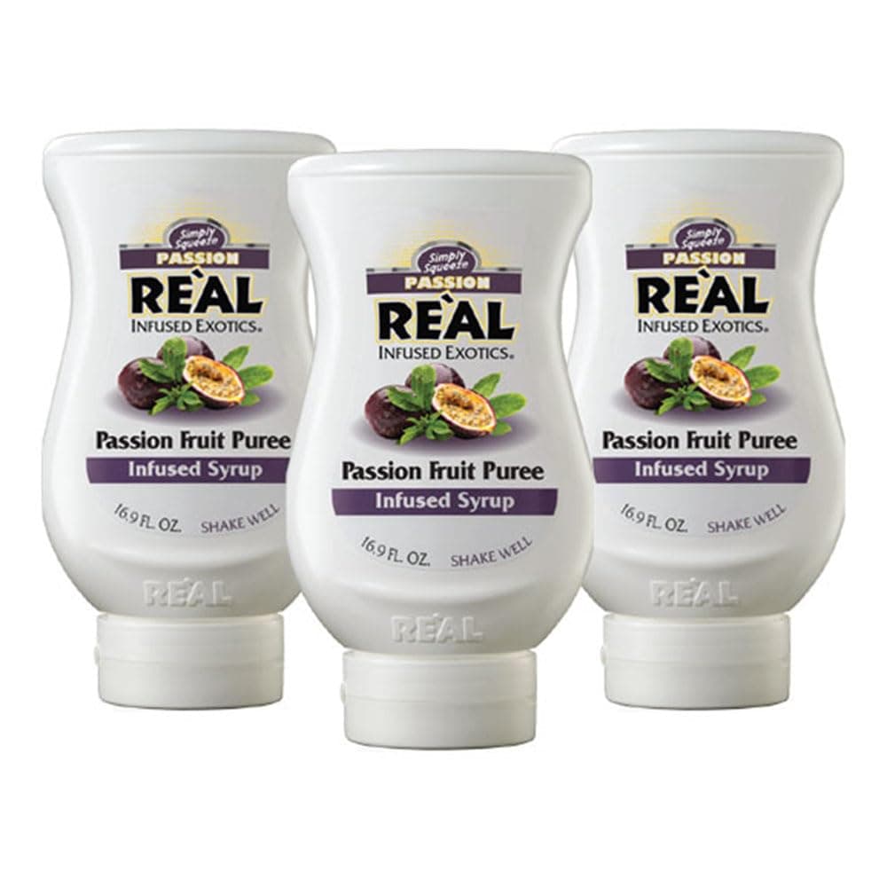 Passion Reàl Infused Exotics, Passion Fruit Puree Infused Syrup, 16.9 FL OZ Squeezable Bottle (Pack of 3)
