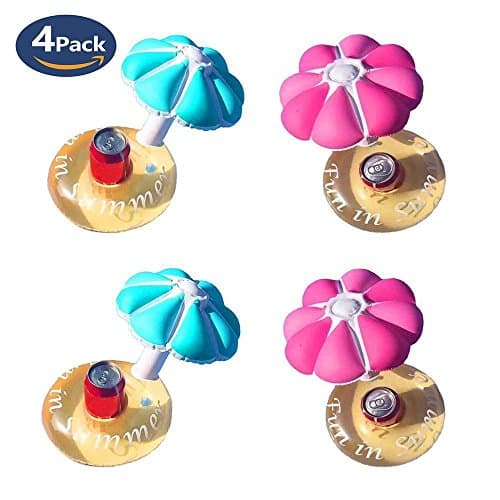 Large Inflatable Drink Holder Float Coaster, Floating Mushroom Umbrella Inflates Coasters 4-Pack (Mushroom Umbrella)