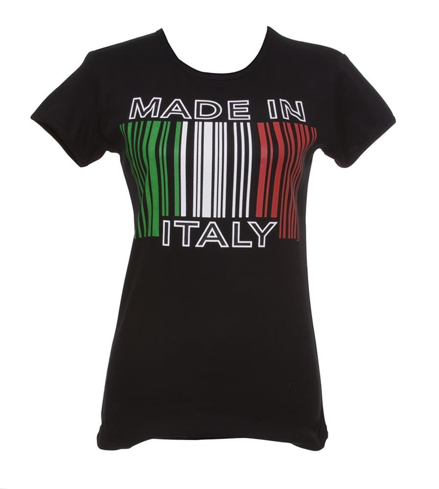 Womens Made in Italy Barcode Flag Short-Sleeve T-Shirt - X-Large Black