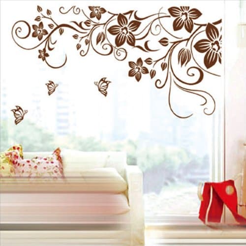 Tree Flower Butterfly Vine Rattan Cane Removable Wall Sticker Decals Wallpaper LW5769