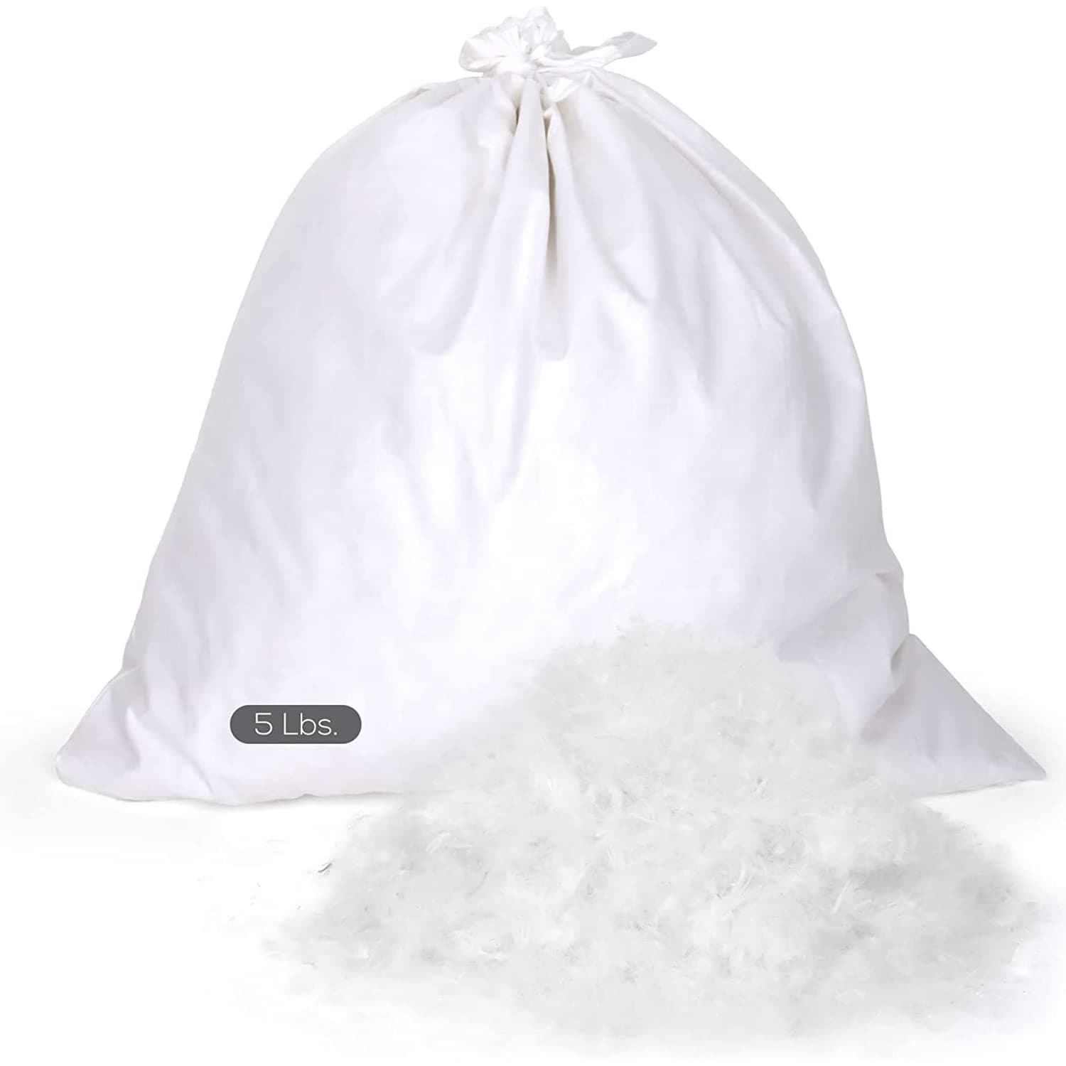 Bulk 15/85 Goose Down Feather Blend - White - Premium Quality Fill for Pillows, Bed,Throw, Couch, Side Sleeper Pillow - RDS Certified -5 lbs