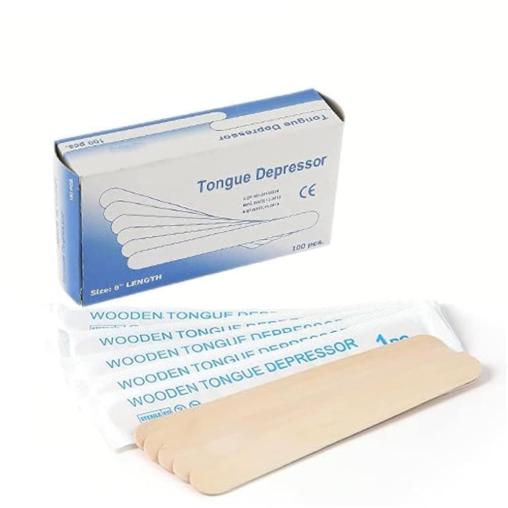 MCP Healthcare Sterile Disposable Wood Tongue Depressors | 100-Count Hygienic Pack | Ideal for Dental Clinics, Skin Care Waxing, Hair Removal, & Toiletry Kits | Versatile, High-Quality Wooden Spatulas