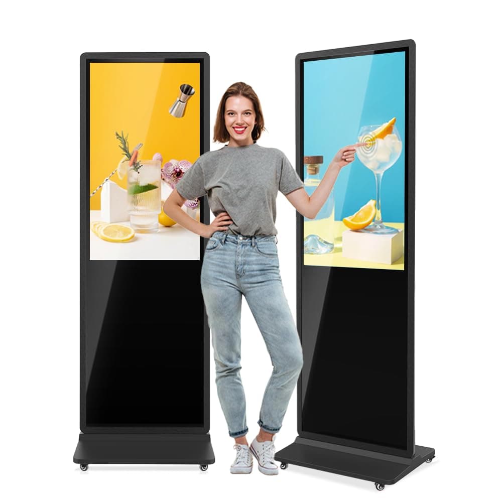 – 43 Inch Indoor Digital Signage Touchscreen Kiosk Floor Standing Advertising Display LCD Totem Interactive Display Poster Android System with Auto Media Player